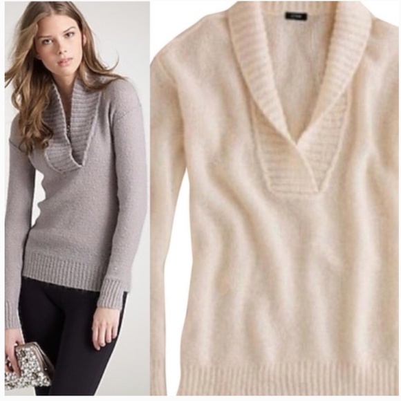 J. Crew Dolce Shawl Collar Popover Cream Sweater - Picture 1 of 16